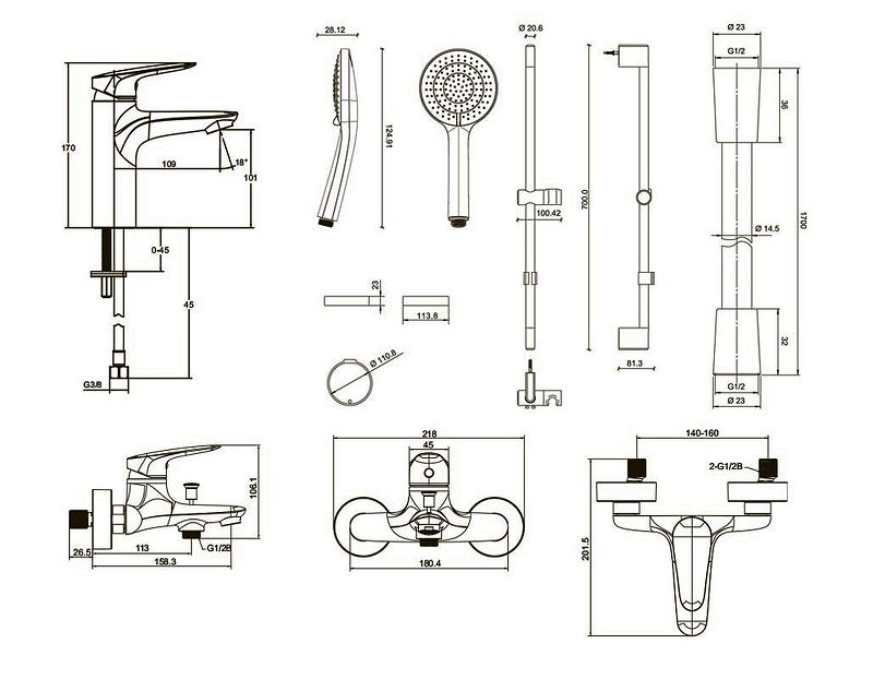 Душевой комплект Jacob Delafon Elite E32911RU-CP 3 в 1 два смесителя + душевой гарнитур - 4