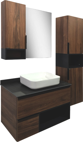 Зеркало-шкаф Comforty Штутгарт 90, дуб тёмно-коричневый 00004151038 - 2