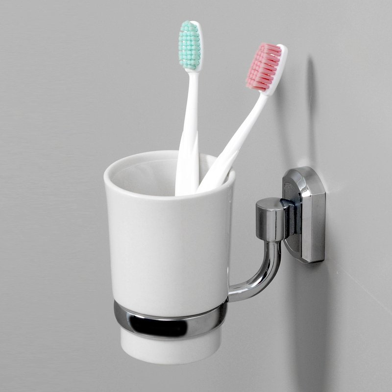 Стакан для зубных щеток WasserKRAFT  хром - белый K-28128 - 1