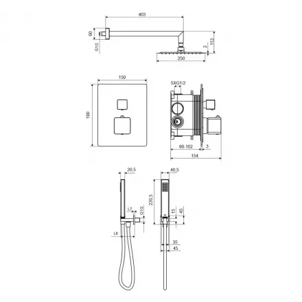 Душевой комплект Excellent Keria хром AREX.SET.2048CR - 1