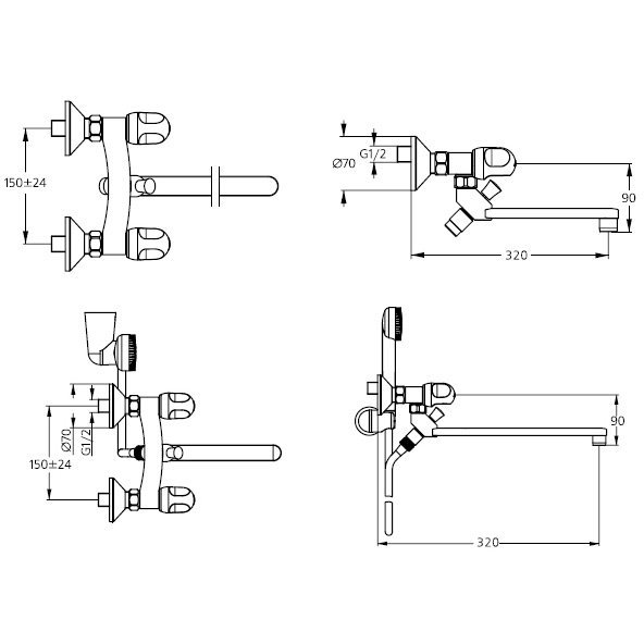 Смеситель для ванны Ideal Standard Alpha new хром  B7683AA - 1