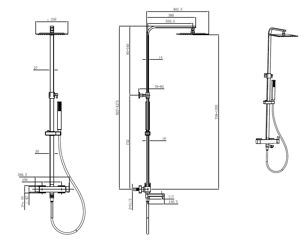 Душевая стойка Allen Brau Infinity 5.21029-31 черный матовый - 1