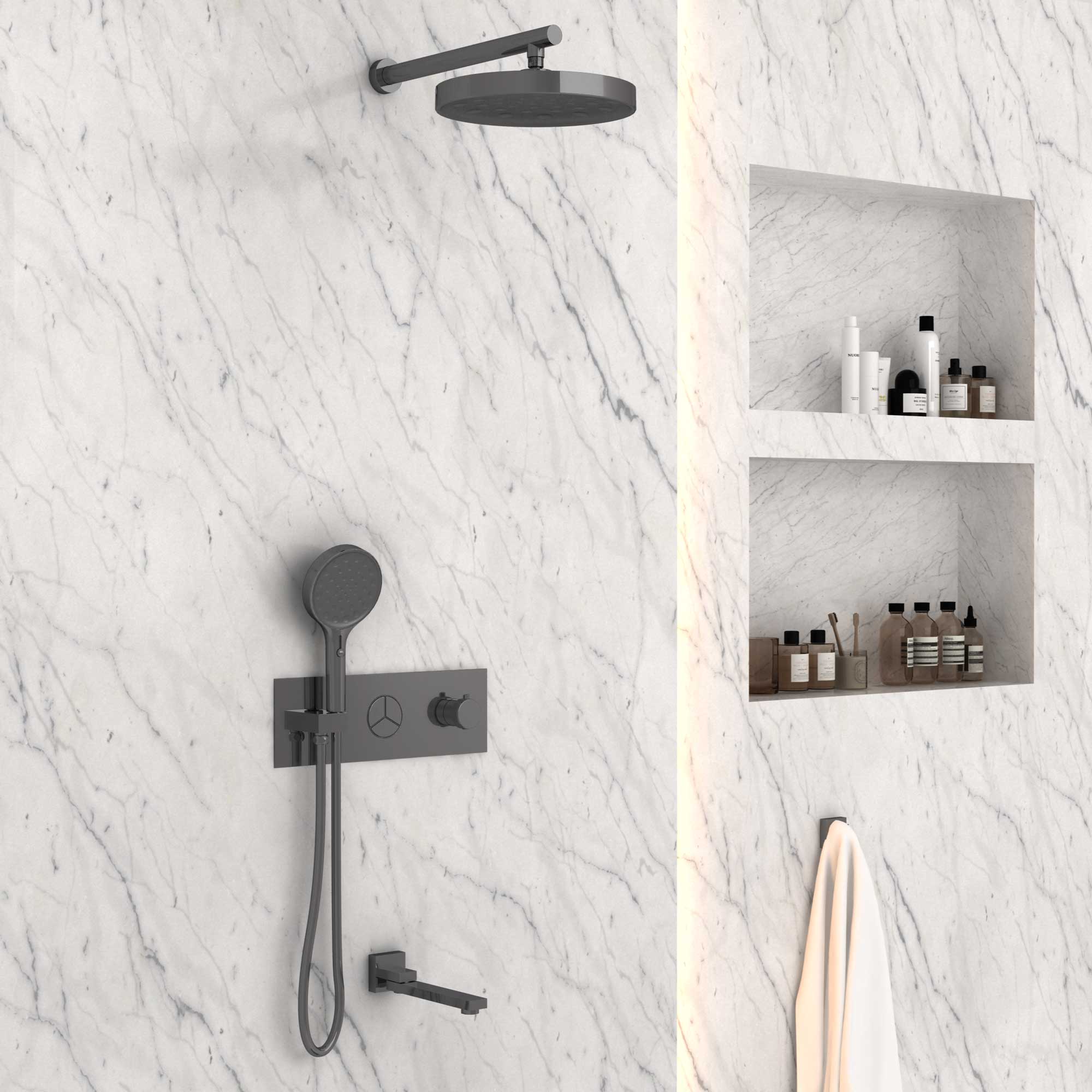 Душевой комплект Vincea Inspire с термостатом темный хром VSFW-432TI2GM - 2