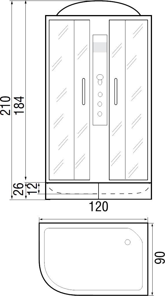 Душевая кабина с поддоном River Desna 120/90/24 MT R  10000002993 - 1
