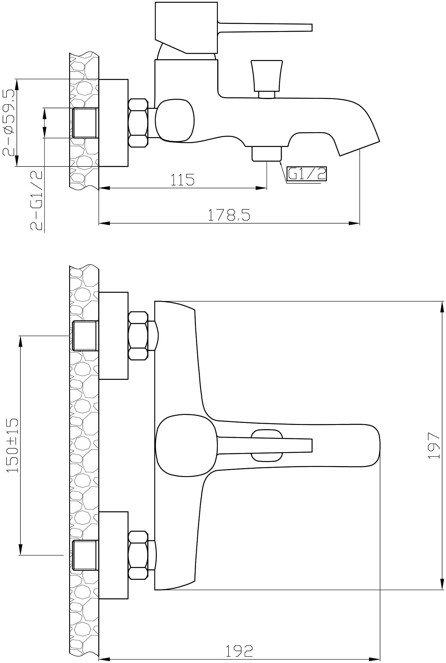Смеситель Orange Karl M05-100W для ванны с душем - 1
