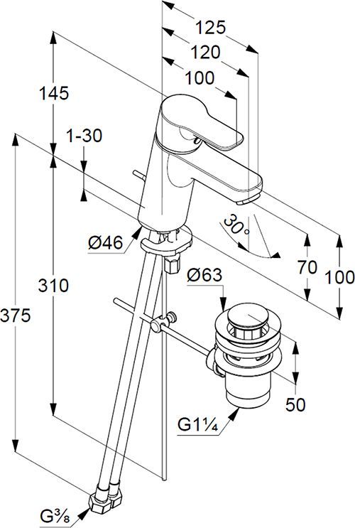 Смеситель Kludi Pure&Easy для раковины 372820565 - 4