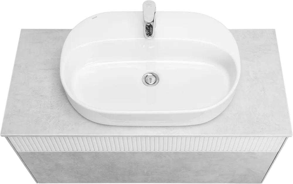 Тумба с раковиной Aquaton Марбл 100 белый-серый 1A2763K3MH4C0 - 1