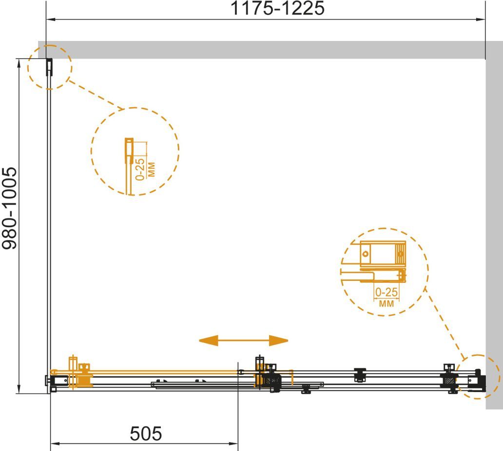 Душевой уголок Cezares Stylus Soft AH 1 120/100 C Cr STYLUS-SOFT-AH-1-120/100-C-Cr - 2