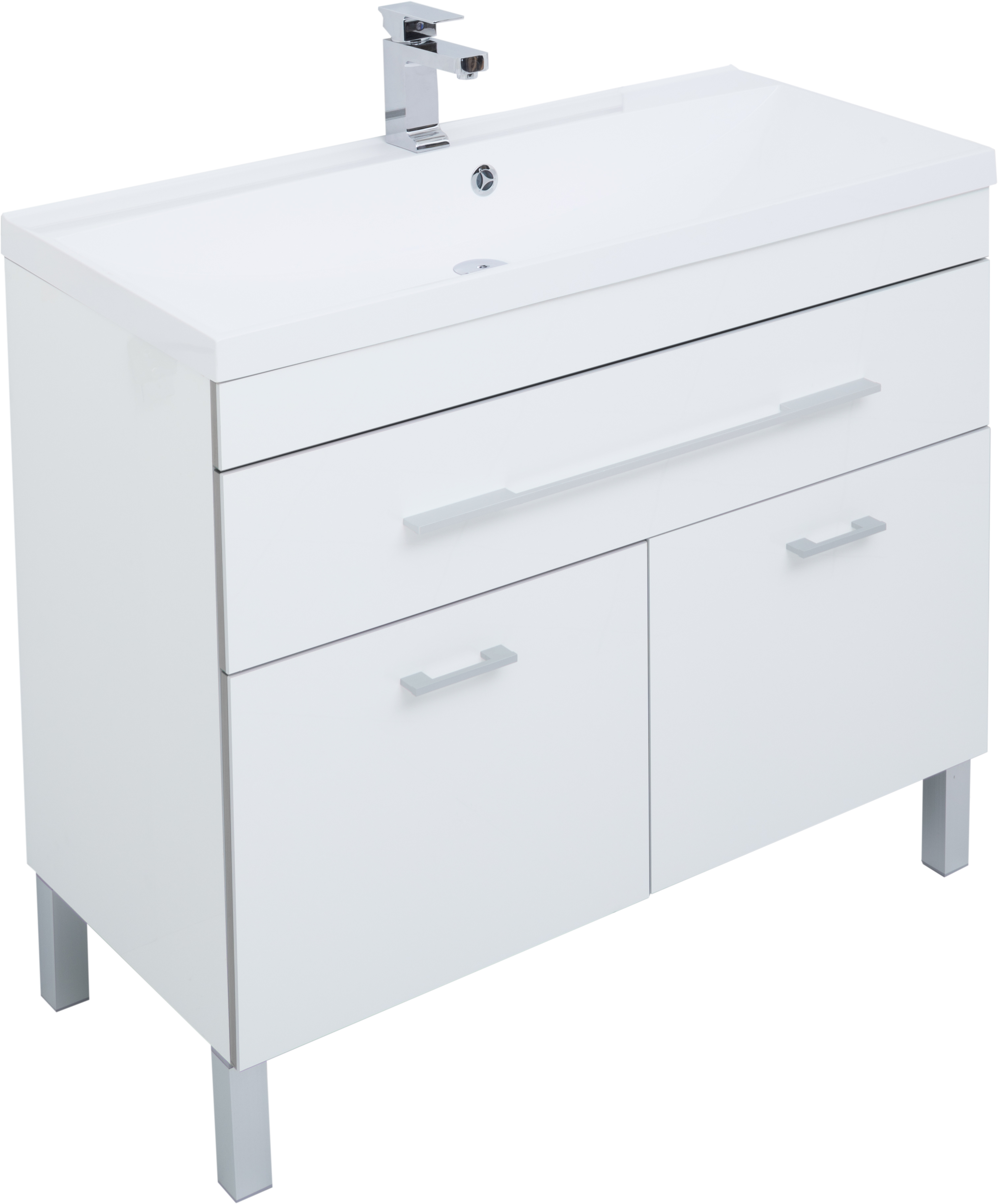 Мебель для ванной Aquanet Верона 100 белая, 1 ящик, 2 двери - 6