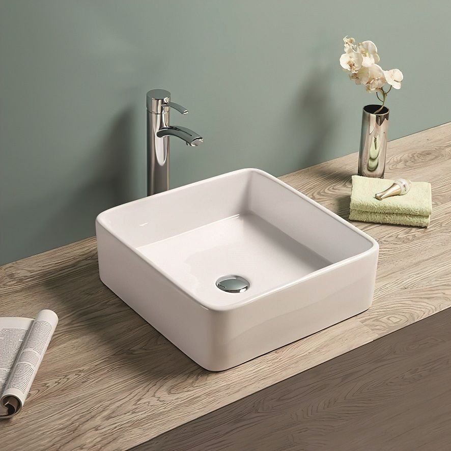 Раковина керамическая накладная AM-7050-D, цвет белый, 415х415х135 - 0