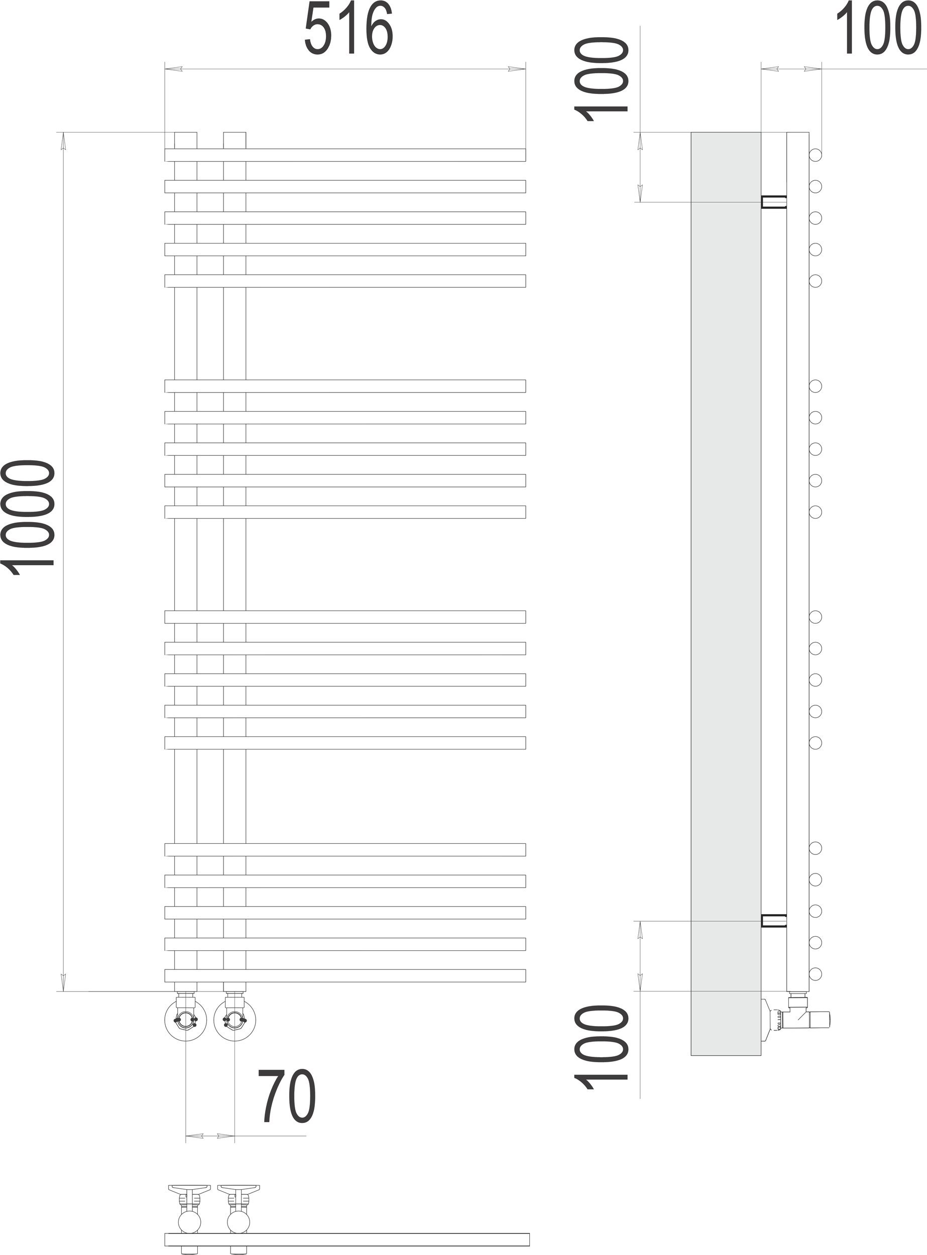 Водяной полотенцесушитель Terminus Астра П20 500х1000 Хром 4670078530493 - 2