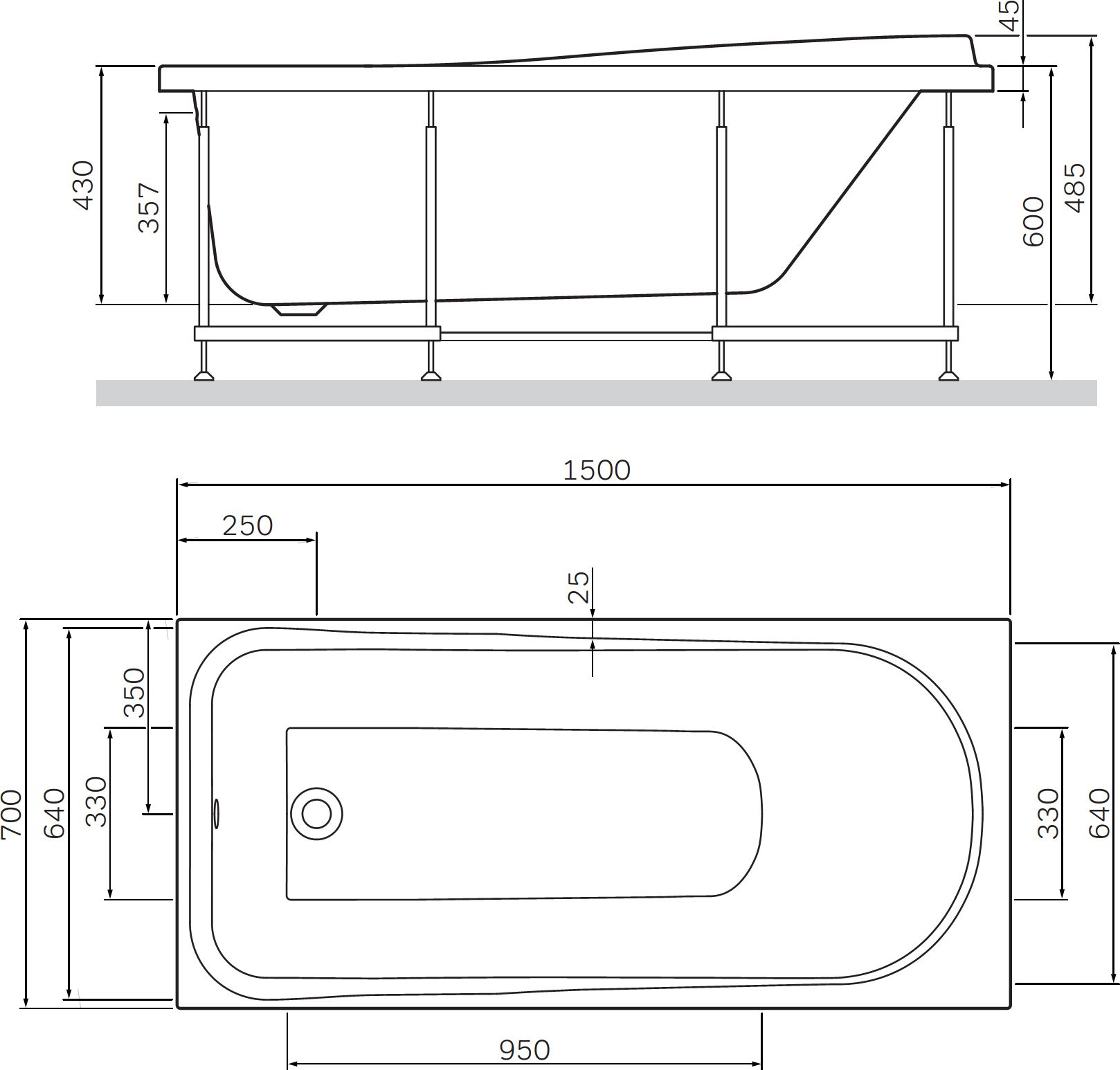 Акриловая ванна AM.PM Like 150x70 W80A-150-070W-A - 5