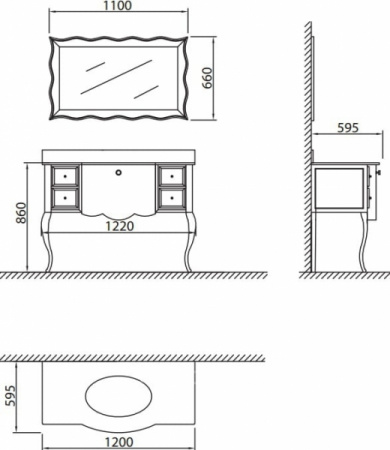 Мебельная раковина Belbagno Angel 120х59,5 белый  BB320ANB-B - 2