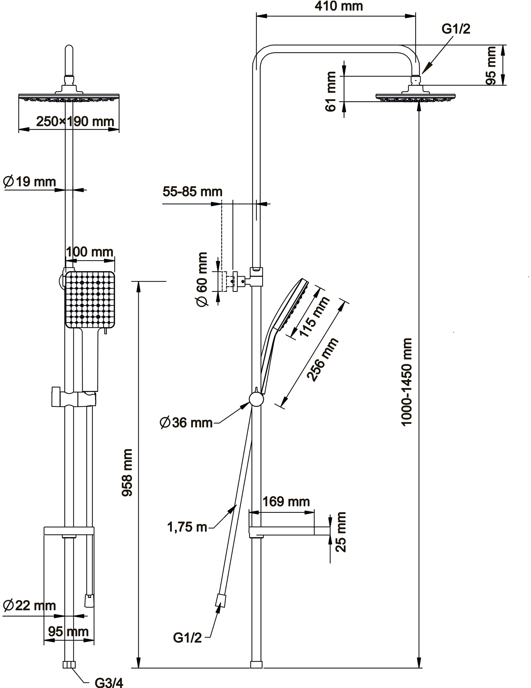 Душевая стойка Swedbe Hermes 5105B - 6