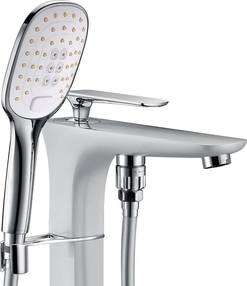 Смеситель напольный для ванны с душем Timo Helmi 4000/00-16Y-CR хром-белый - 1
