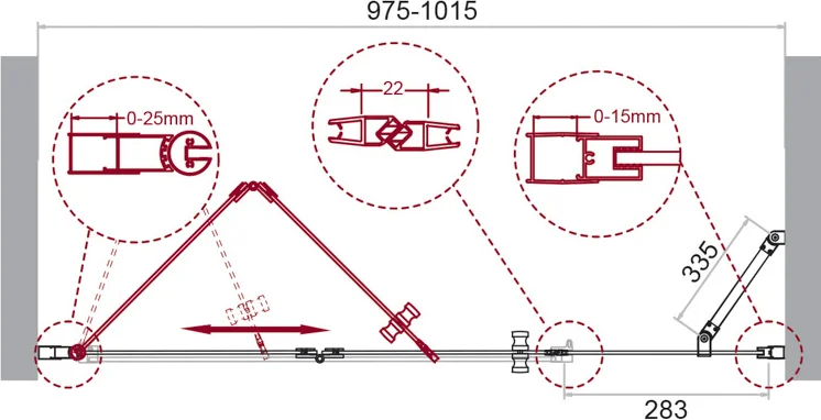 Душевая дверь BelBagno Albano 100(30+70)х195 профиль хром стекло прозрачное ALBANO-BS-13-30+70-C-Cr - 6