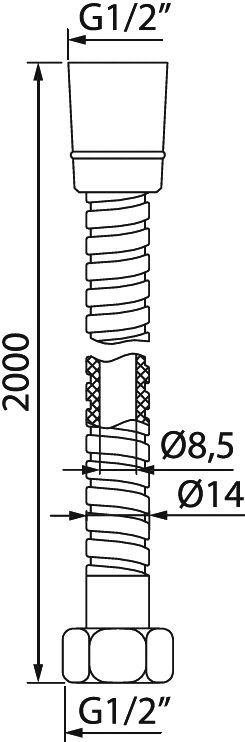 A5021120 Шланг д/душа,нерж.сталь, 2.0м A50211 2.0 - 6
