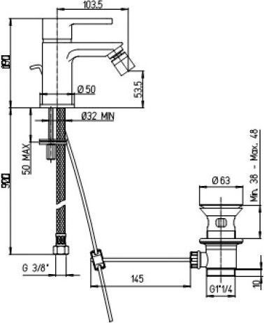 Смеситель Paini Arena 92CR3062SFTKM для биде - 1