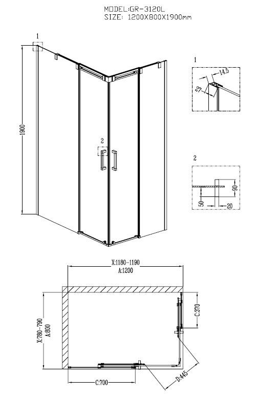 Душевой уголок Grossman Galaxy GR-3120L - 1