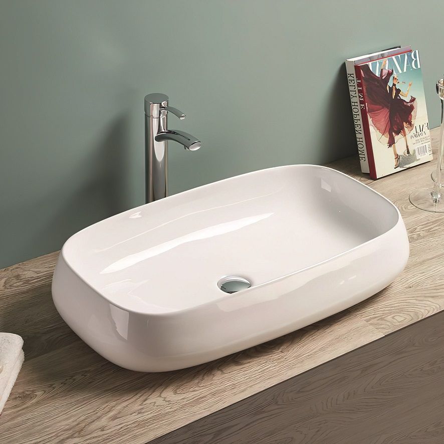 Раковина керамическая накладная AM-78101, цвет белый, 715х410х145 - 0