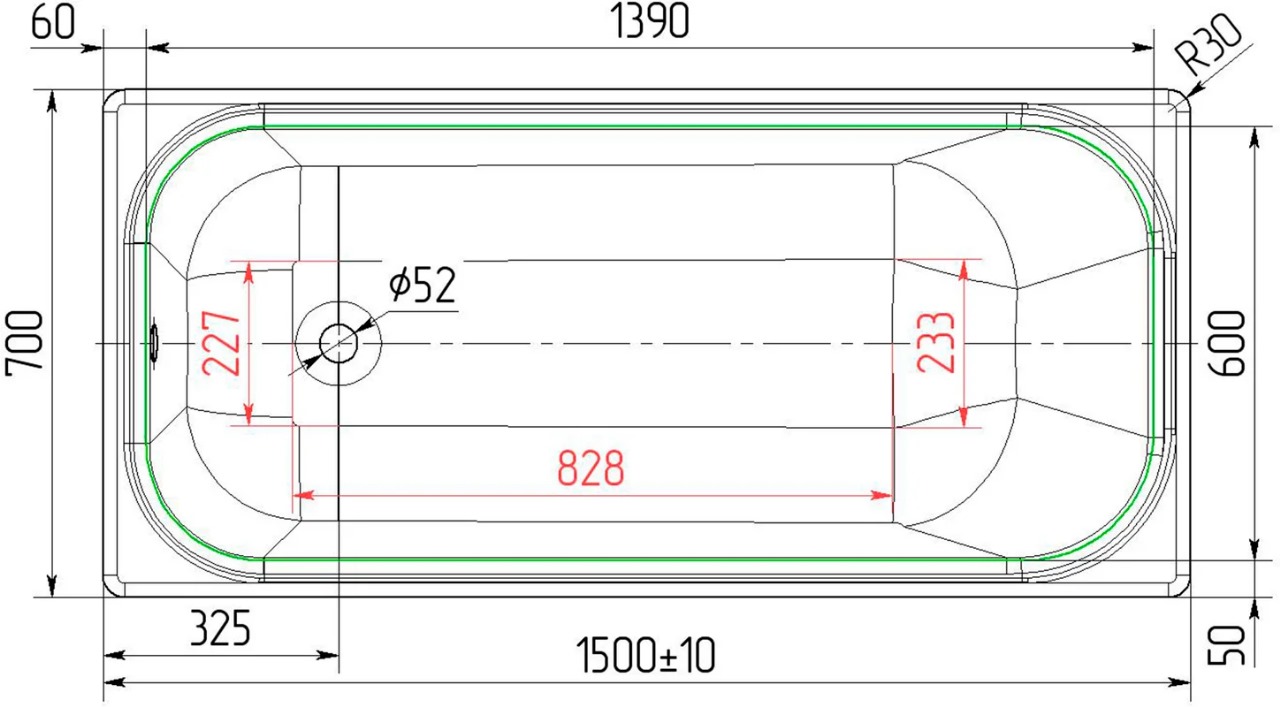 Чугунная ванна Универсал Ностальжи 150x70 см, пристенная 4607152360035  - 3