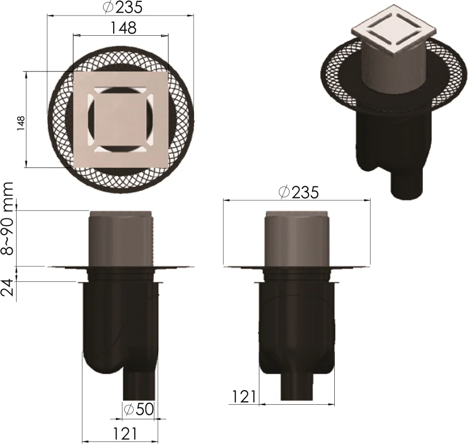 Душевой трап Berges Platz Norma 15х15 хром глянцевый 091059 - 1