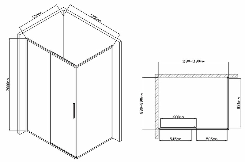Душевой уголок Vincea Slim-U 120х90 хром стекло прозрачное VSR-2SU9012CL - 1