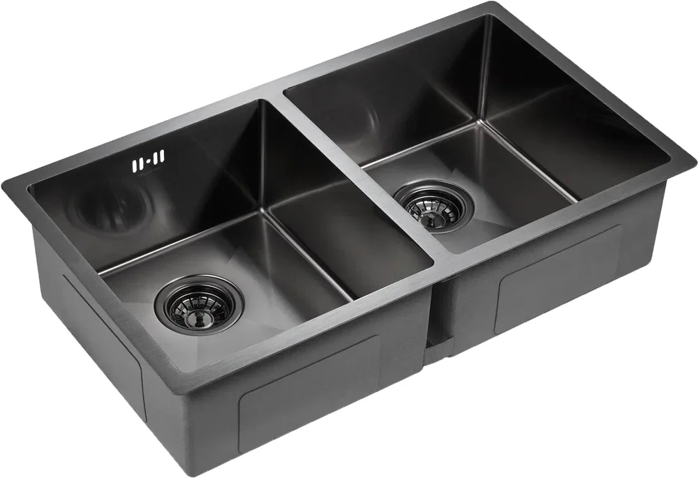 Мойка кухонная Paulmark Twin 78 темный хром PM237844-GM - 1
