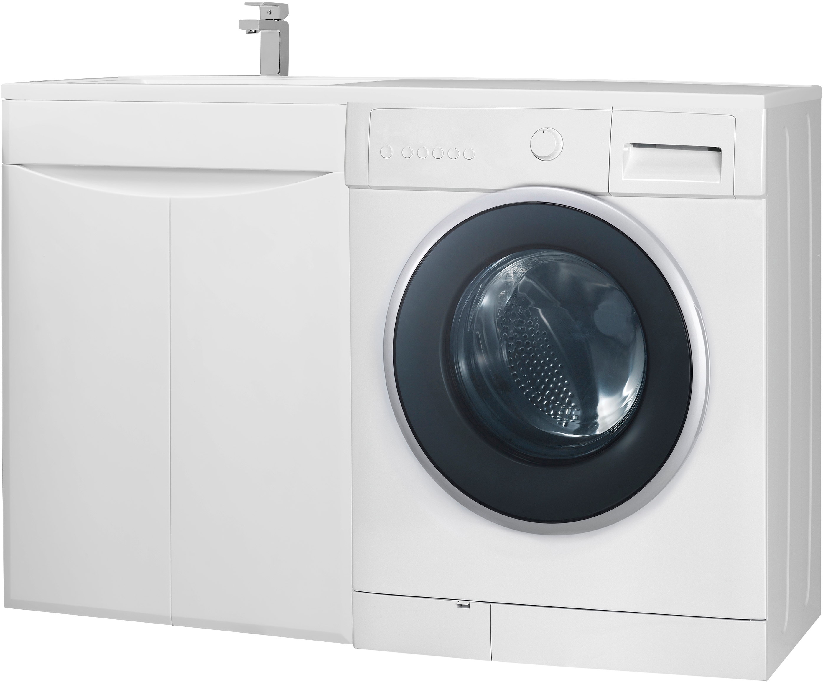 Тумба с раковиной Bellezza Олиссия 120, белая, под стиральную машину - 0