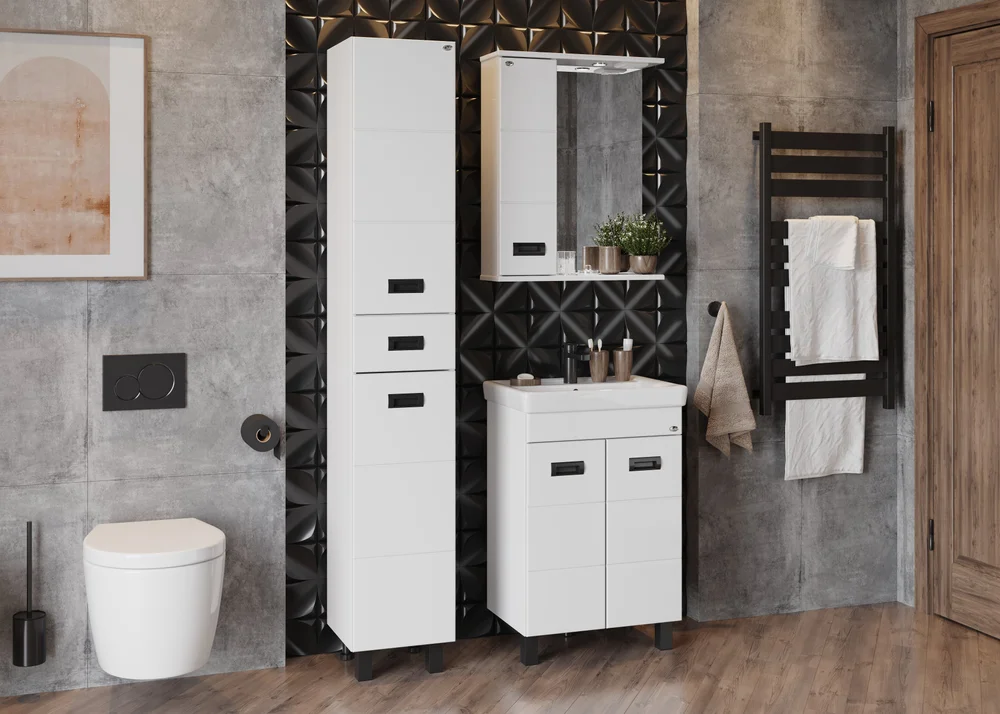 Зеркало-шкаф Onika Балтика Black 58 L с подсветкой, белый  205848 - 3