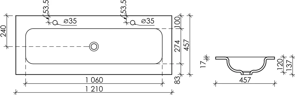 Мебельная раковина Ceramica Nova Element 121 белый  CN7016 - 1