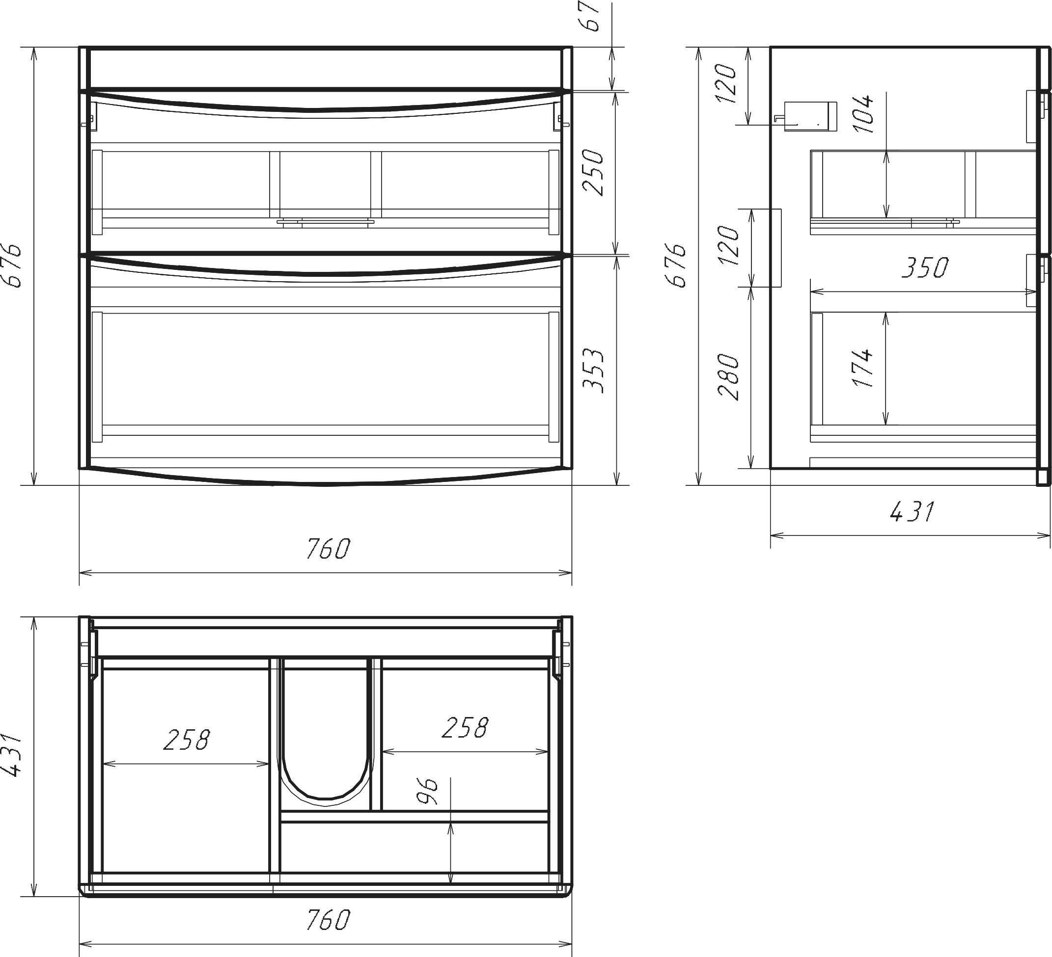 Тумба для комплекта Бриклаер Вега 80 белая 4627125414077 - 6
