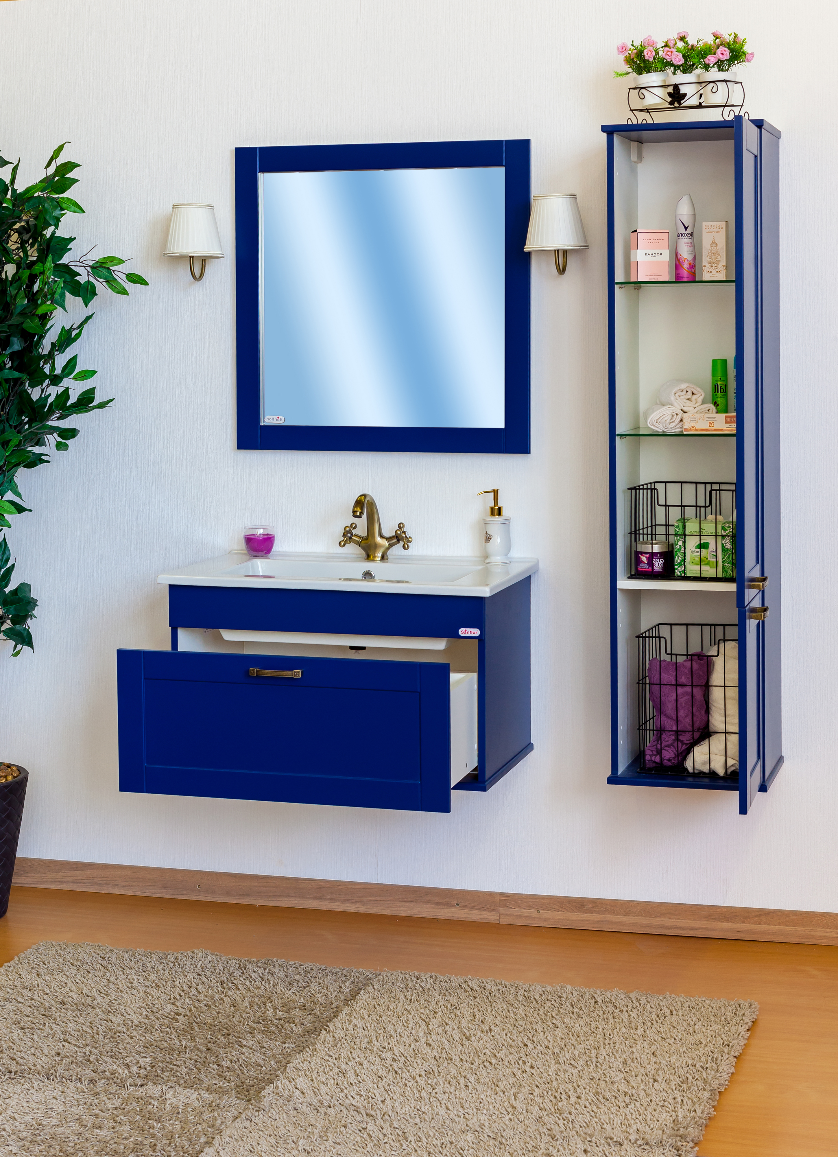 Шкаф-пенал Sanflor Ванесса R подвесной, индиго С000005891 - 2