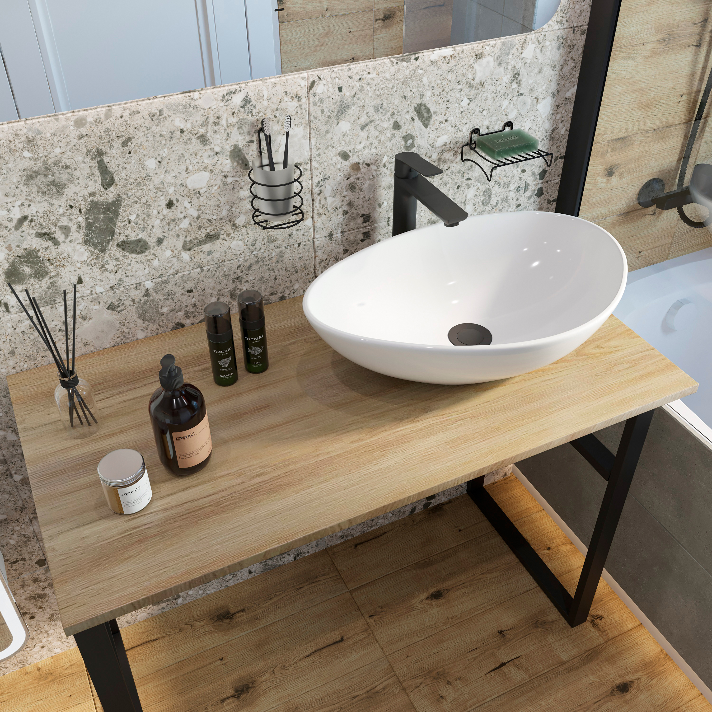 Консоль DIWO Элиста 100 светлое дерево, с раковиной Moduo 55 Leaf 555421 - 3