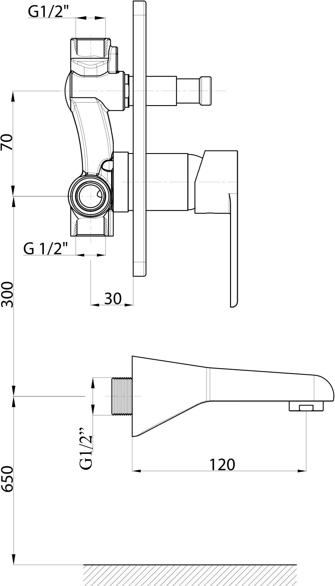 Смеситель GPD Atros для ванны с душем MAB65 - 1