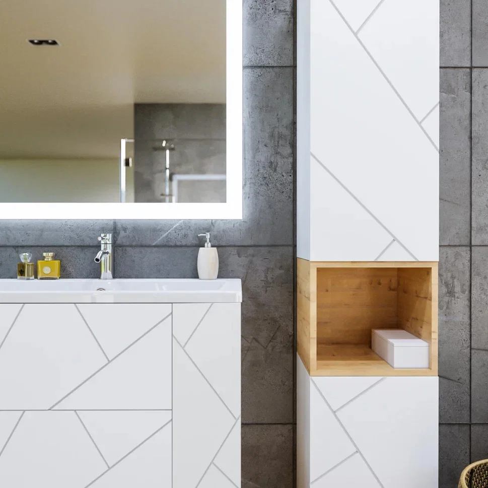 Тумба под раковину Бриклаер Кристалл 90 белая матовая  4627125415975 - 7