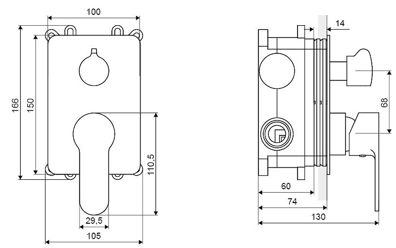 Смеситель для душа встраиваемый Excellent Oxalia хром AREX.9045CR - 1