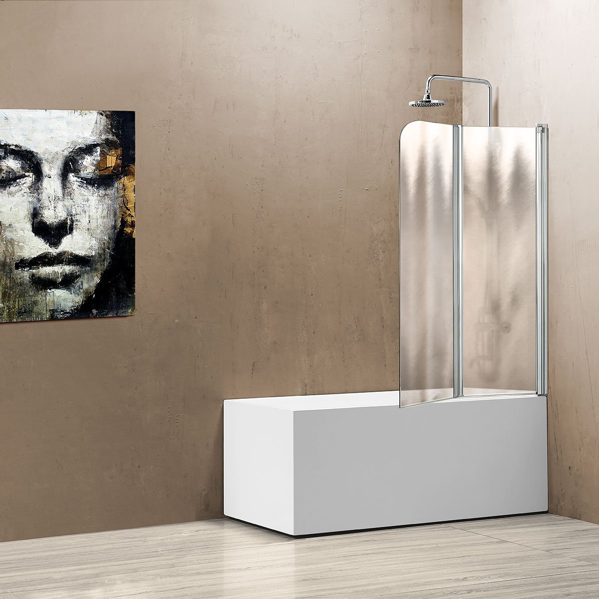 Шторка на ванну Vincea VSB-12114CH-R 114 см, R, профиль хром, стекло шиншилла - 0