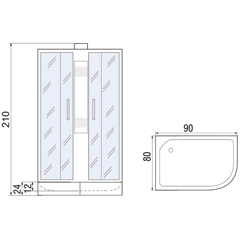 Душевая кабина с поддоном River Nara 90/80/24 MT R  10000008791 - 5