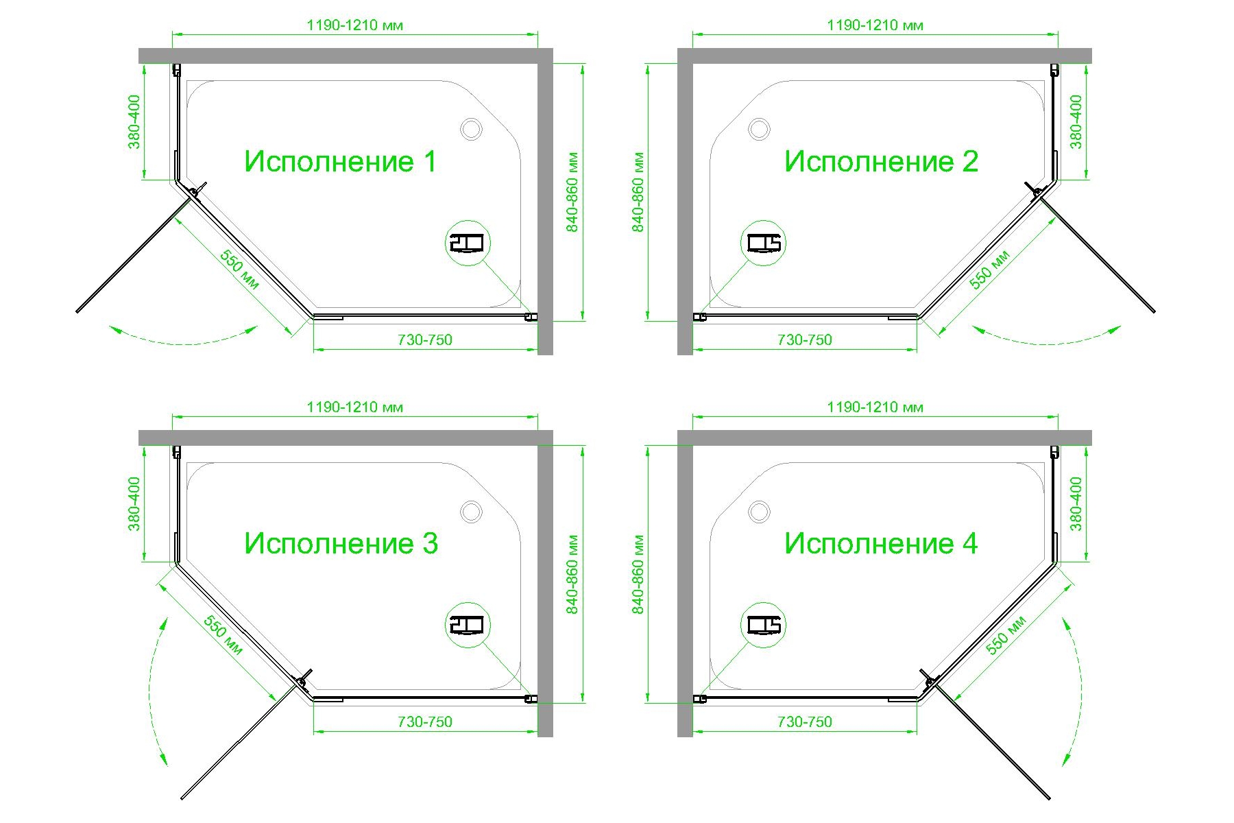Душевой уголок Royal Bath TR 85х120 профиль белый стекло прозрачное RB1285TR-T - 3