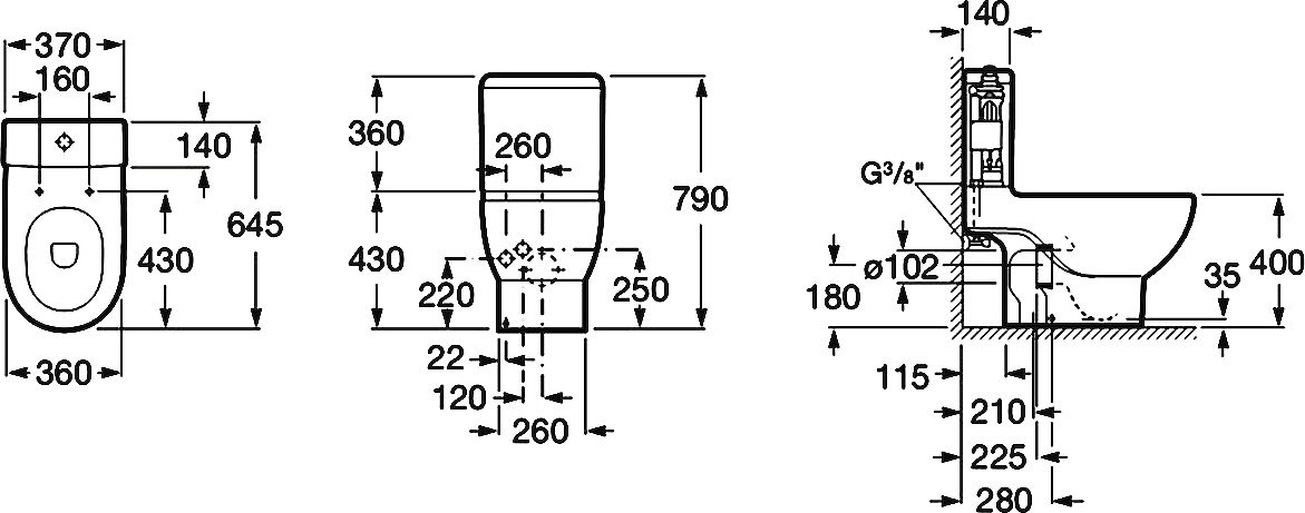 Чаша для унитаза-компакта Roca Meridian 342247000 - 5