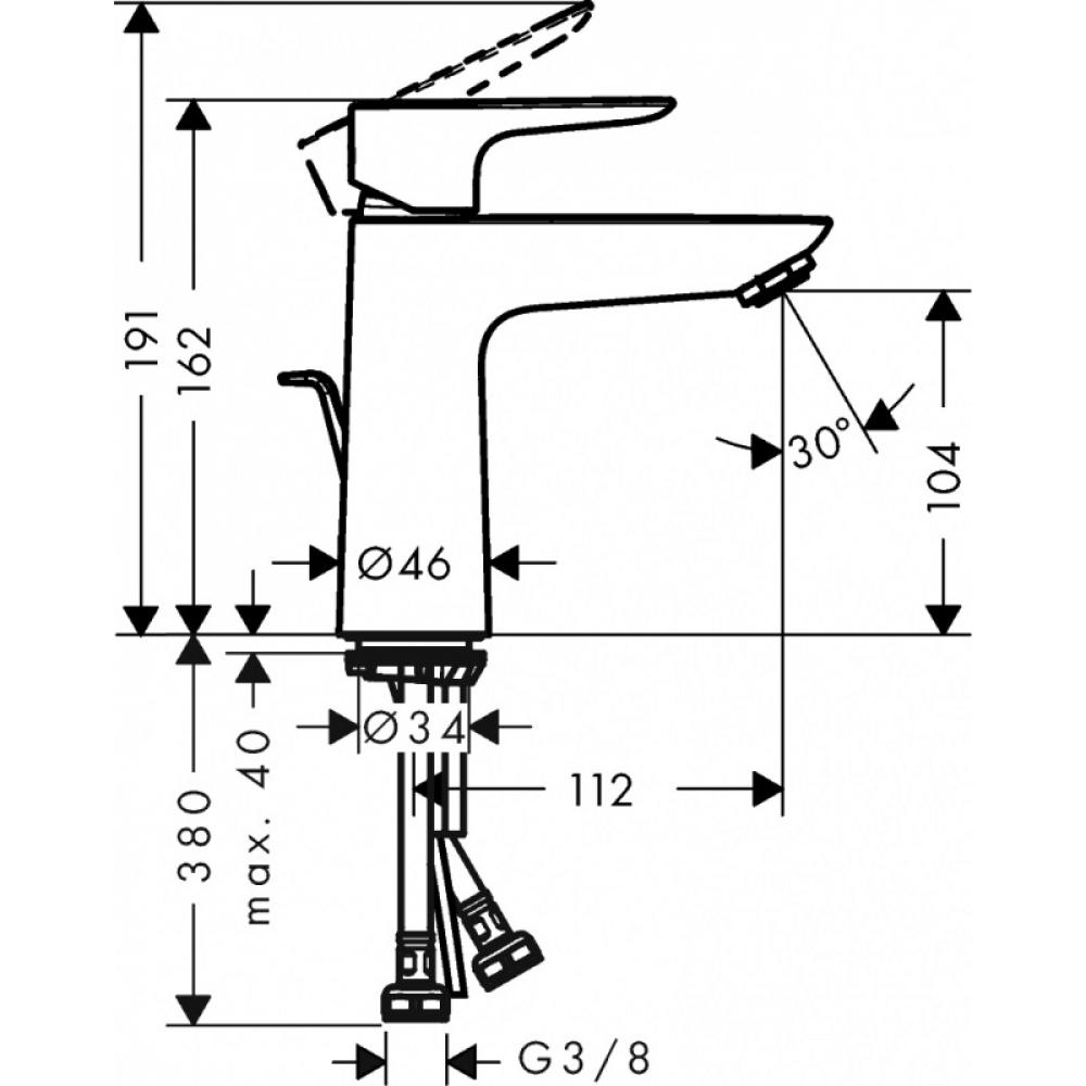 71712700 HG Talis E 110 смеситель для раковины без донного клапана матовый белый - 1
