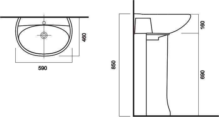 Подвесная раковина Sanita Виктория  VIC55SAWB01 - 4