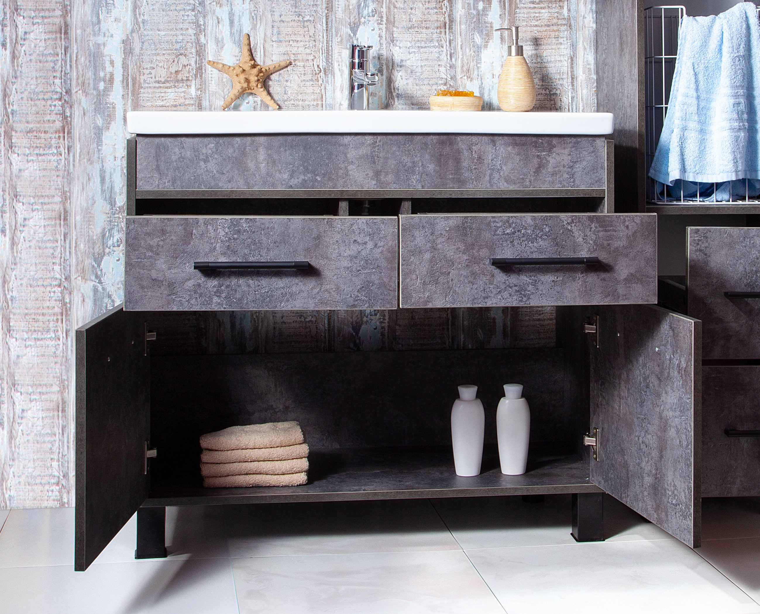 Тумба с раковиной Бриклаер Чили 90 цемент - 2