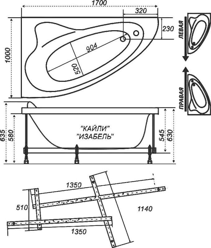 Акриловая ванна Triton Изабель  170х100 L, Щ0000048746 - 1