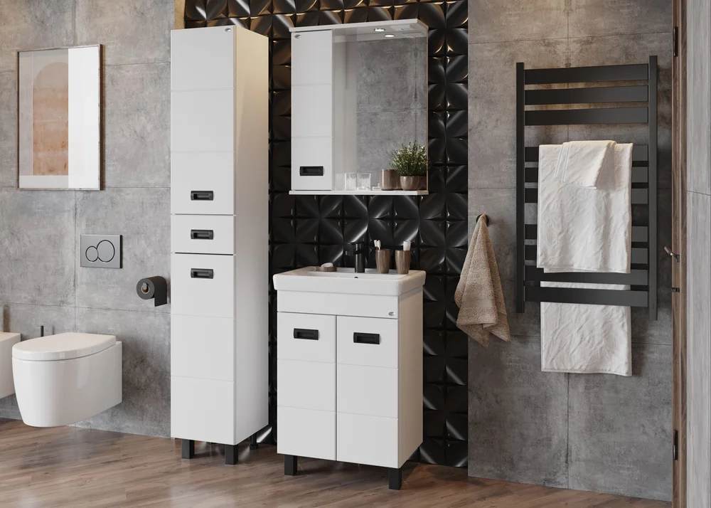 Зеркало-шкаф Onika Балтика Black 58 L с подсветкой, белый  205848 - 4