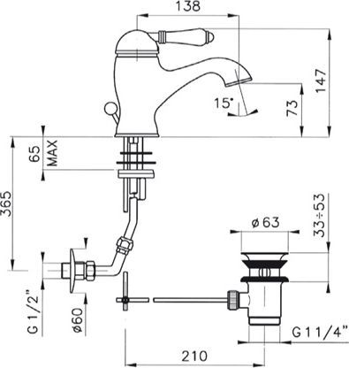 Смеситель для раковины Nicolazzi Petit M.Blanc белый, бронза  3402DB76 - 3