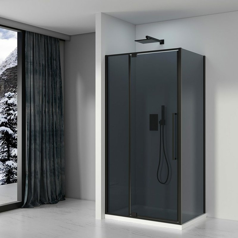 Душевой уголок Black&White Stellar Wind 90х90 черный стекло тонированное 812900G - 1