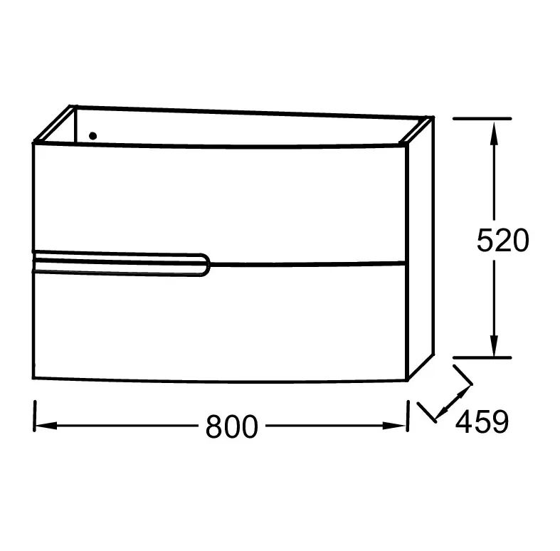 EB1888RU-442 Nona Мебель с интегрированными ручками, глянцевый серый антрацит, 80 см, 2 ящика - 1