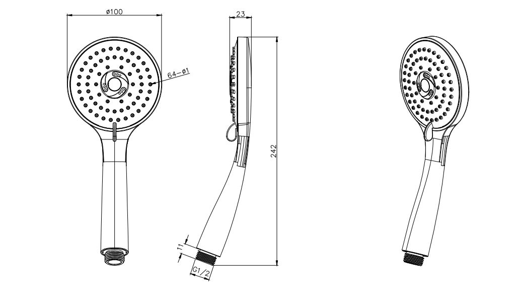 Ручной душ AQUATEK AQ2003CR, 3jet - 1